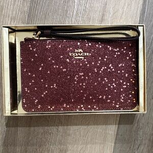 Coach Heart Glitter Sparkle Wristlet in Raspberry